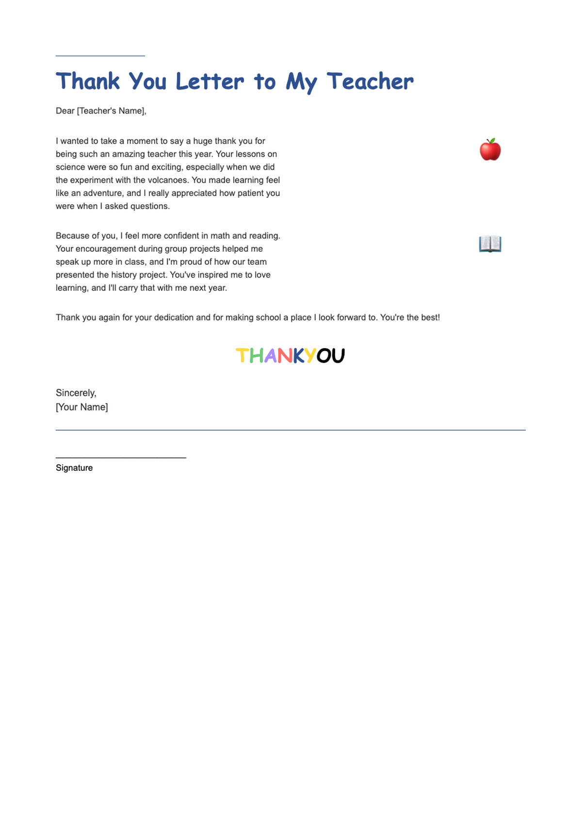 Handwritten teacher appreciation thank you letter with apple and books illustration_variant_3